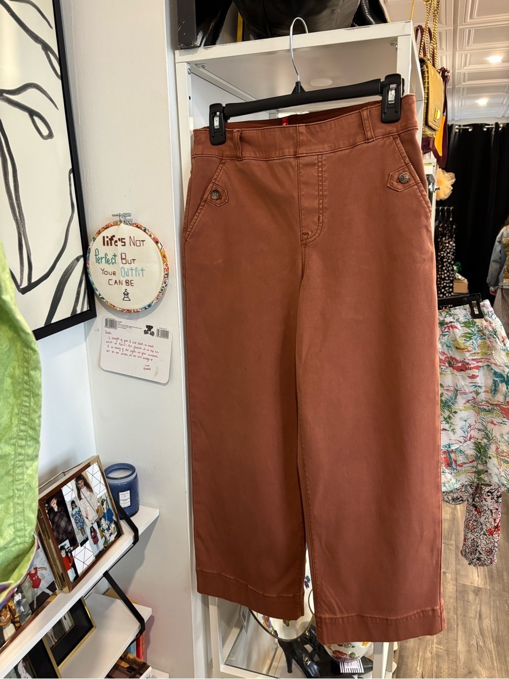 SPANX Rust Brown Wide-Leg Cropped Pants